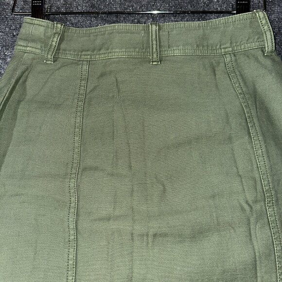 J Crew Skirt Womens 23 Utility Button Front Green Cotton Pockets - Picture 6 of 6